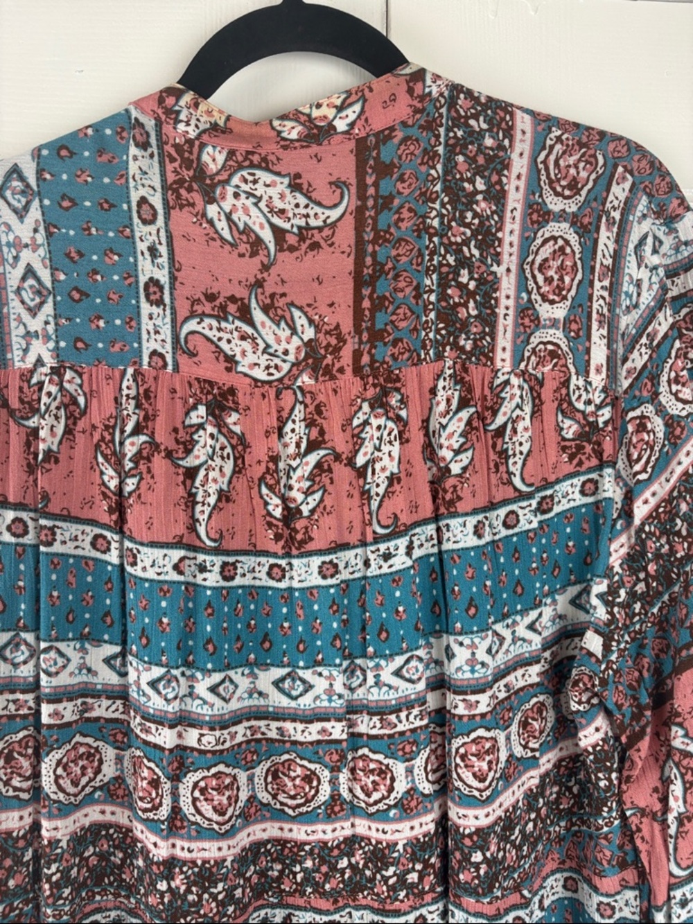 Bit &Bridle Boho Paisley Peplum Blouse XL Flowy Festival Top Pink Teal - Picture 6 of 8